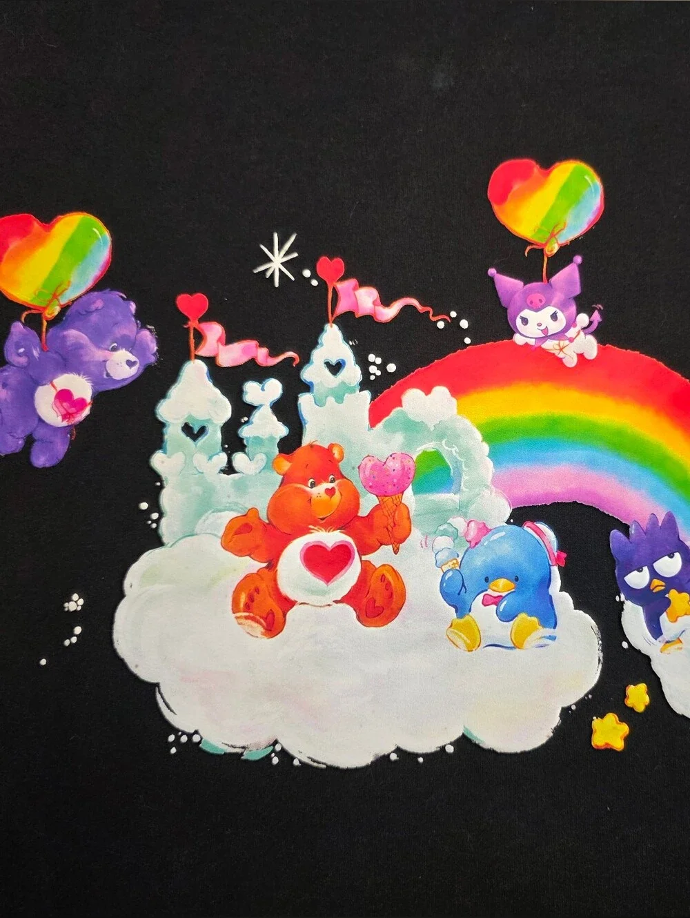 Hello Kitty & Friends Black Zip Hoodie with Rainbow Care Bears Print - Picture 6 of 9